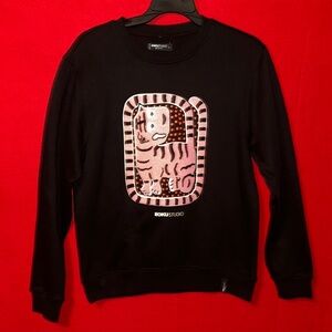 Roku Studio Black Graphic Sweatshirt with Pink Cat Design